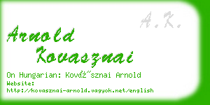 arnold kovasznai business card